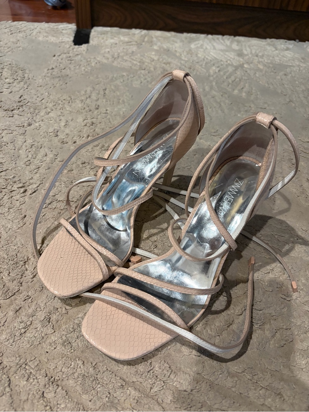 Zimmermann Blush Lace-Up Strappy Heeled Sandals